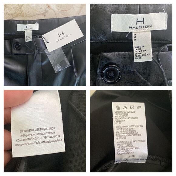 NWT Halston Faux Leather Retro Style High Waisted Pleated Trousers - Picture 12 of 16